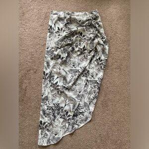 Cider asymmetrical skirt with cute black & white print, zipper side - size S